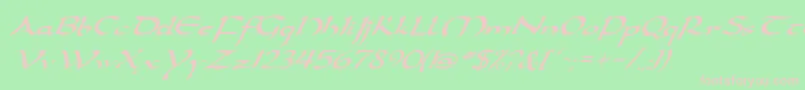 Czcionka DarwyckeItalic – różowe czcionki na zielonym tle