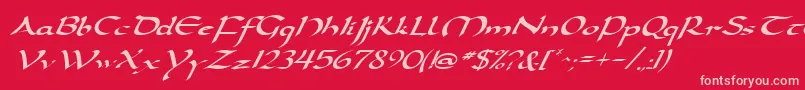 フォントDarwyckeItalic – 赤い背景にピンクのフォント