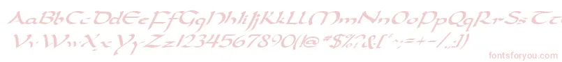 Czcionka DarwyckeItalic – różowe czcionki na białym tle