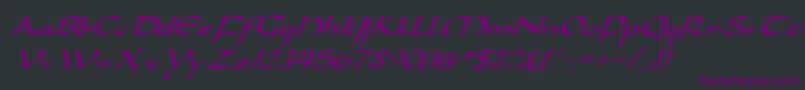 DarwyckeItalic-Schriftart – Violette Schriften auf schwarzem Hintergrund
