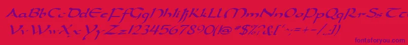 フォントDarwyckeItalic – 赤い背景に紫のフォント