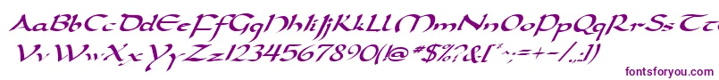 Czcionka DarwyckeItalic – fioletowe czcionki na białym tle