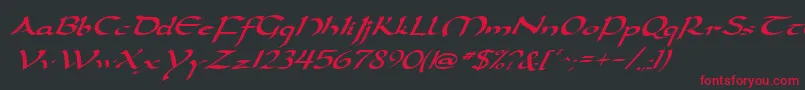 DarwyckeItalic Font – Red Fonts on Black Background