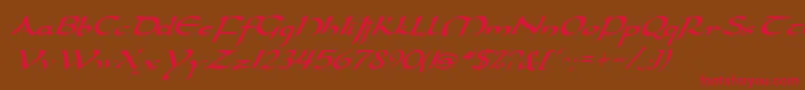 DarwyckeItalic-Schriftart – Rote Schriften auf braunem Hintergrund