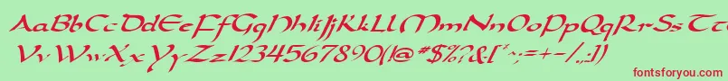 DarwyckeItalic Font – Red Fonts on Green Background