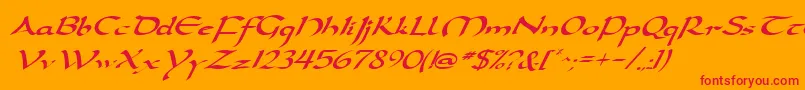 DarwyckeItalic-Schriftart – Rote Schriften auf orangefarbenem Hintergrund