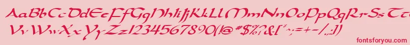 DarwyckeItalic Font – Red Fonts on Pink Background