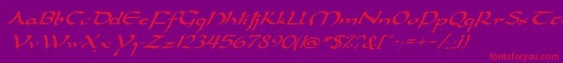 DarwyckeItalic-Schriftart – Rote Schriften auf violettem Hintergrund