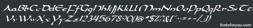 DarwyckeItalic-Schriftart – Weiße Schriften auf schwarzem Hintergrund