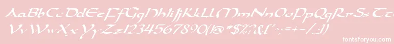 Fonte DarwyckeItalic – fontes brancas em um fundo rosa