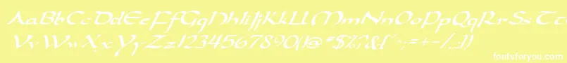 フォントDarwyckeItalic – 黄色い背景に白い文字