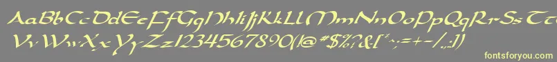 DarwyckeItalic-fontti – keltaiset fontit harmaalla taustalla