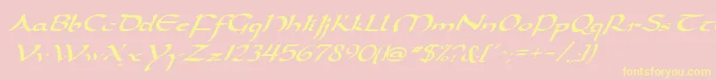 DarwyckeItalic-Schriftart – Gelbe Schriften auf rosa Hintergrund