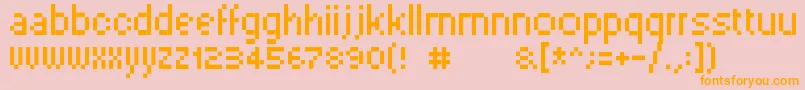 フォントPixelsix00 – オレンジの文字がピンクの背景にあります。