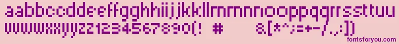 Fonte Pixelsix00 – fontes roxas em um fundo rosa