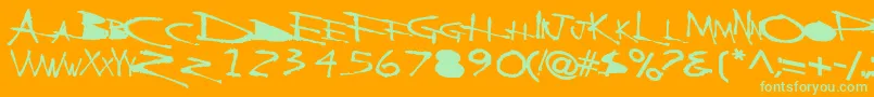 BackscratcherBold-Schriftart – Grüne Schriften auf orangefarbenem Hintergrund