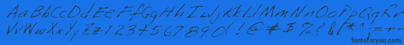 Fonte Lehn253 – fontes pretas em um fundo azul