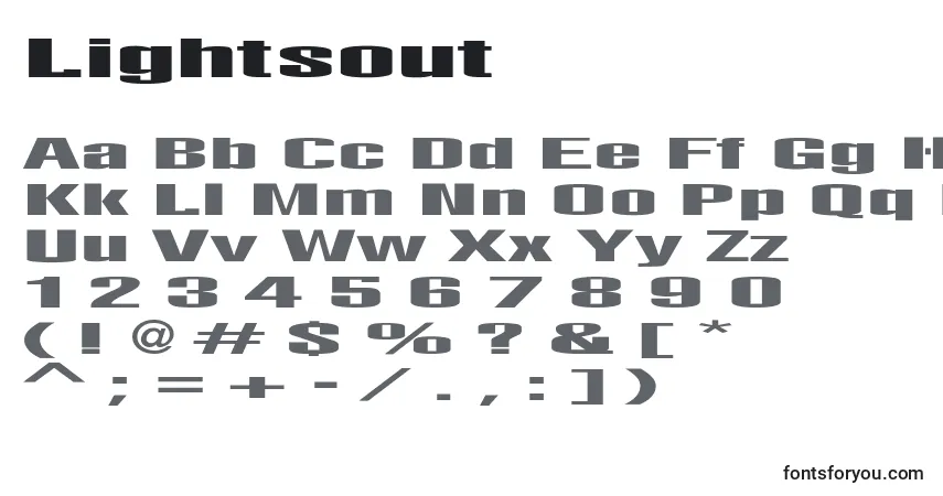 Lightsout Font – alphabet, numbers, special characters
