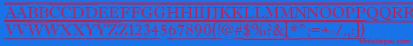 AAntiquetituldcfr-Schriftart – Rote Schriften auf blauem Hintergrund