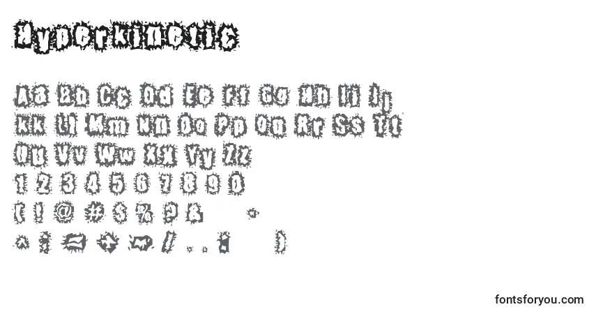 A fonte HyperKinetic – alfabeto, números, caracteres especiais