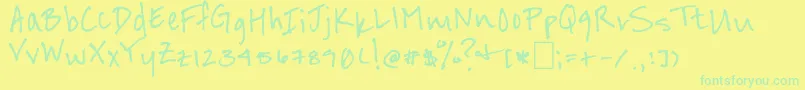 Fonte DizzyDoesIt – fontes verdes em um fundo amarelo