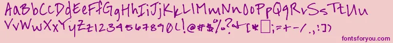 Fonte DizzyDoesIt – fontes roxas em um fundo rosa
