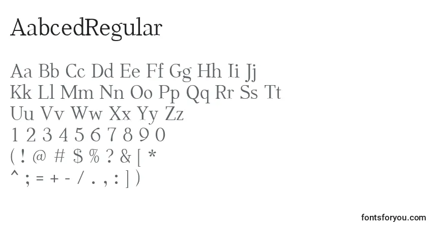 Шрифт AabcedRegular – алфавит, цифры, специальные символы