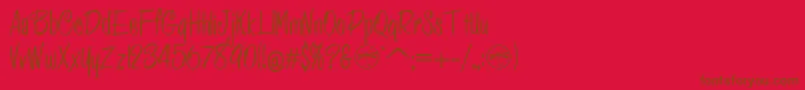 HffPessoasLindas-fontti – ruskeat fontit punaisella taustalla