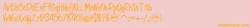 フォントHffPessoasLindas – オレンジの文字がピンクの背景にあります。
