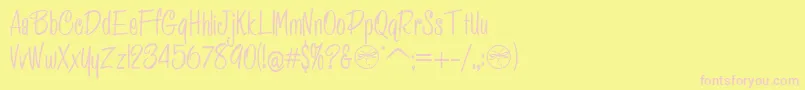 HffPessoasLindas-fontti – vaaleanpunaiset fontit keltaisella taustalla