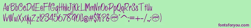 Fonte HffPessoasLindas – fontes roxas em um fundo verde