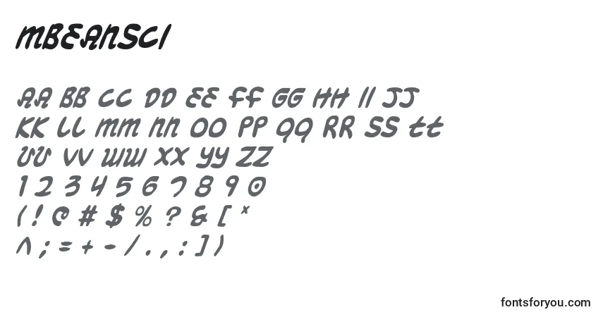 Schriftart Mbeansci – Alphabet, Zahlen, spezielle Symbole