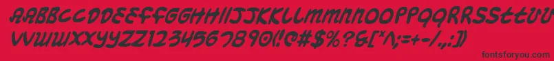 Fonte Mbeansci – fontes pretas em um fundo vermelho
