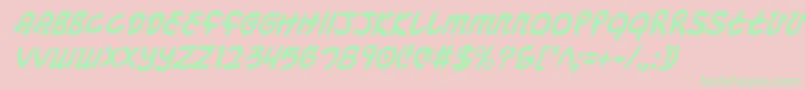 Mbeansci-Schriftart – Grüne Schriften auf rosa Hintergrund