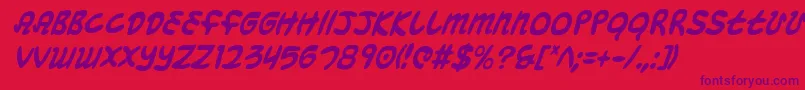 Więcej informacji o czcionce Mbeansci Czcionka Mbeansci – fioletowe czcionki na czerwonym tle