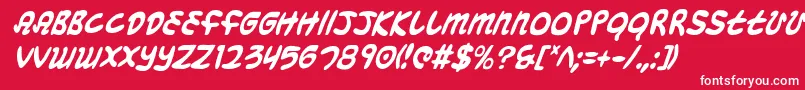 Mbeansci-fontti – valkoiset fontit punaisella taustalla