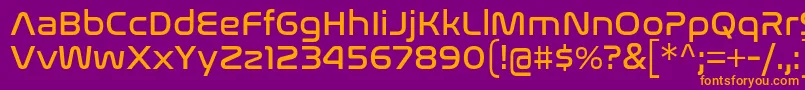 NasalizationRg-Schriftart – Orangefarbene Schriften auf violettem Hintergrund