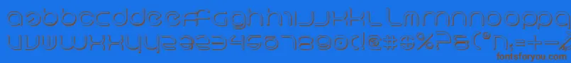 フォントNeov23D – 茶色の文字が青い背景にあります。