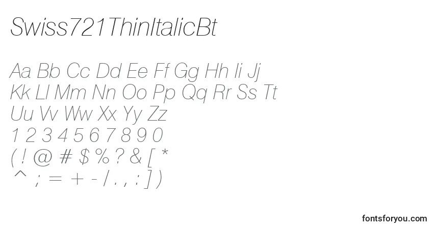 Шрифт Swiss721ThinItalicBt – алфавит, цифры, специальные символы