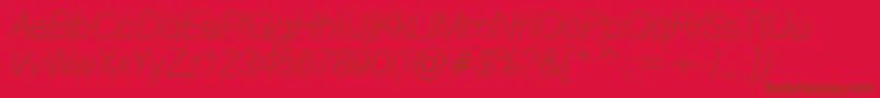 Swiss721ThinItalicBt Font – Brown Fonts on Red Background