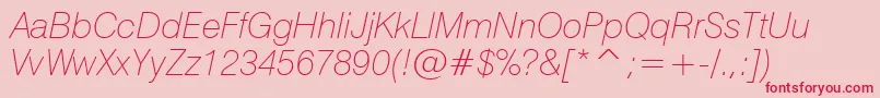 Swiss721ThinItalicBt-fontti – punaiset fontit vaaleanpunaisella taustalla