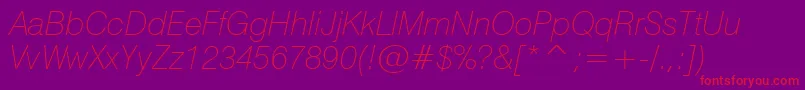 Swiss721ThinItalicBt Font – Red Fonts on Purple Background