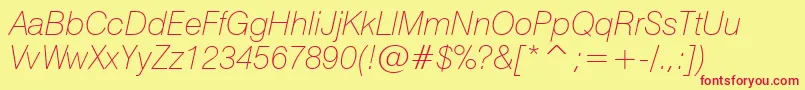 Swiss721ThinItalicBt Font – Red Fonts on Yellow Background