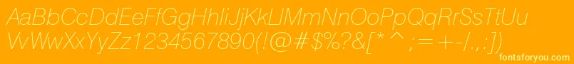 Swiss721ThinItalicBt Font – Yellow Fonts on Orange Background