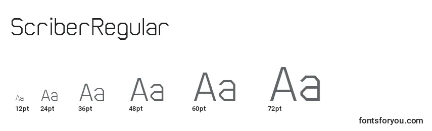 Размеры шрифта ScriberRegular