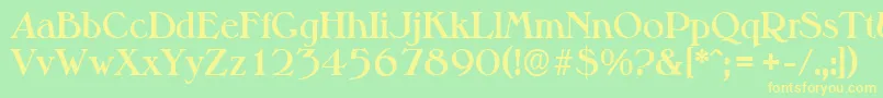 MelbourneserialBold-fontti – keltaiset fontit vihreällä taustalla