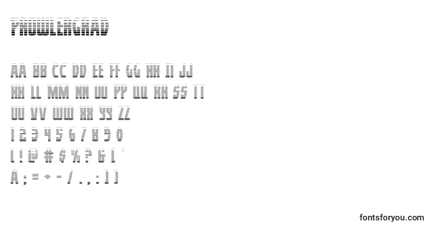A fonte Prowlergrad – alfabeto, números, caracteres especiais