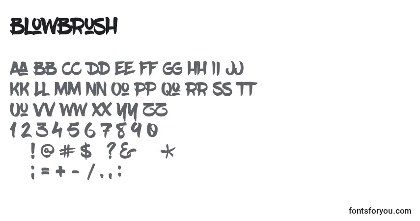 Schriftart Blowbrush – Alphabet, Zahlen, spezielle Symbole
