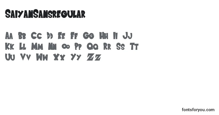 Czcionka SaiyanSansregular – alfabet, cyfry, specjalne znaki