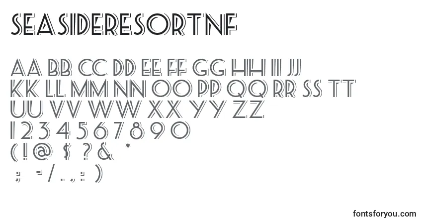 A fonte Seasideresortnf – alfabeto, números, caracteres especiais